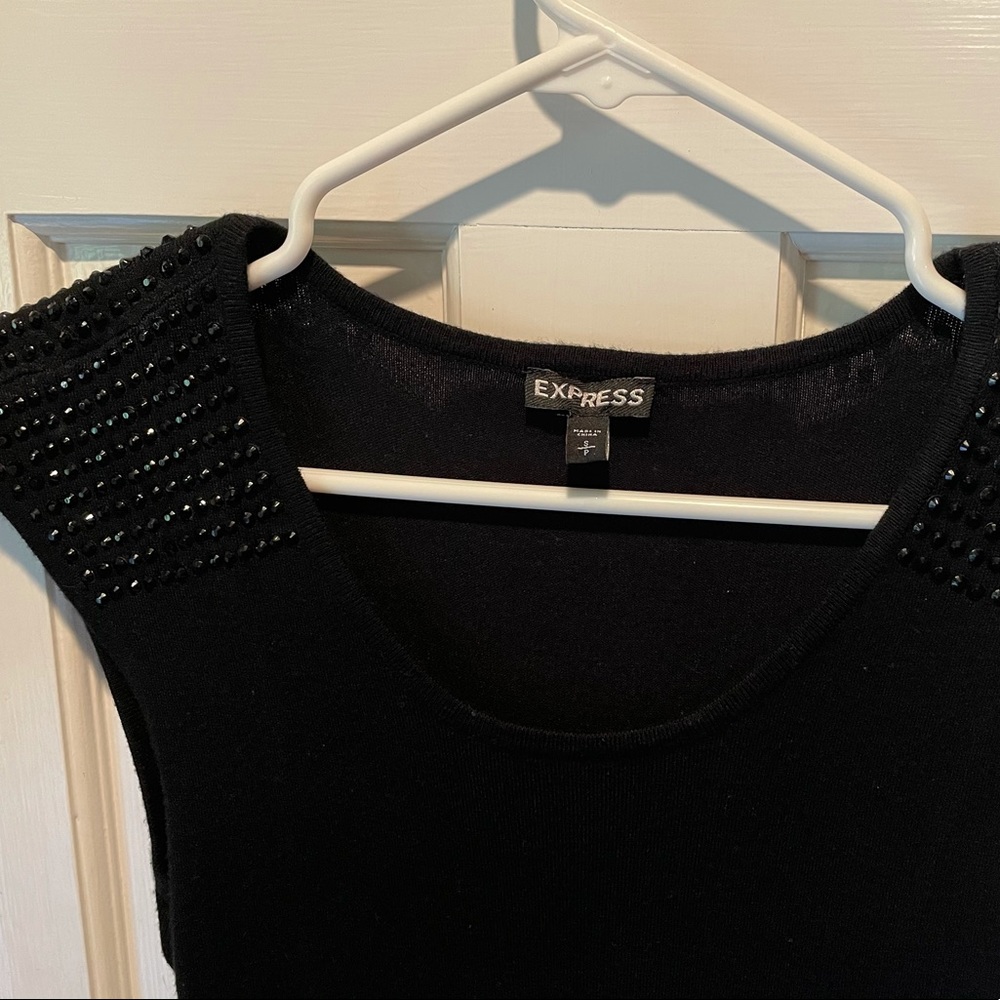 Black fitted sweater dress with sequins (small)